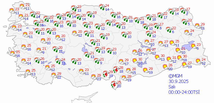 30 EYLÜL SALI HAVA NASIL OLACAK? 6