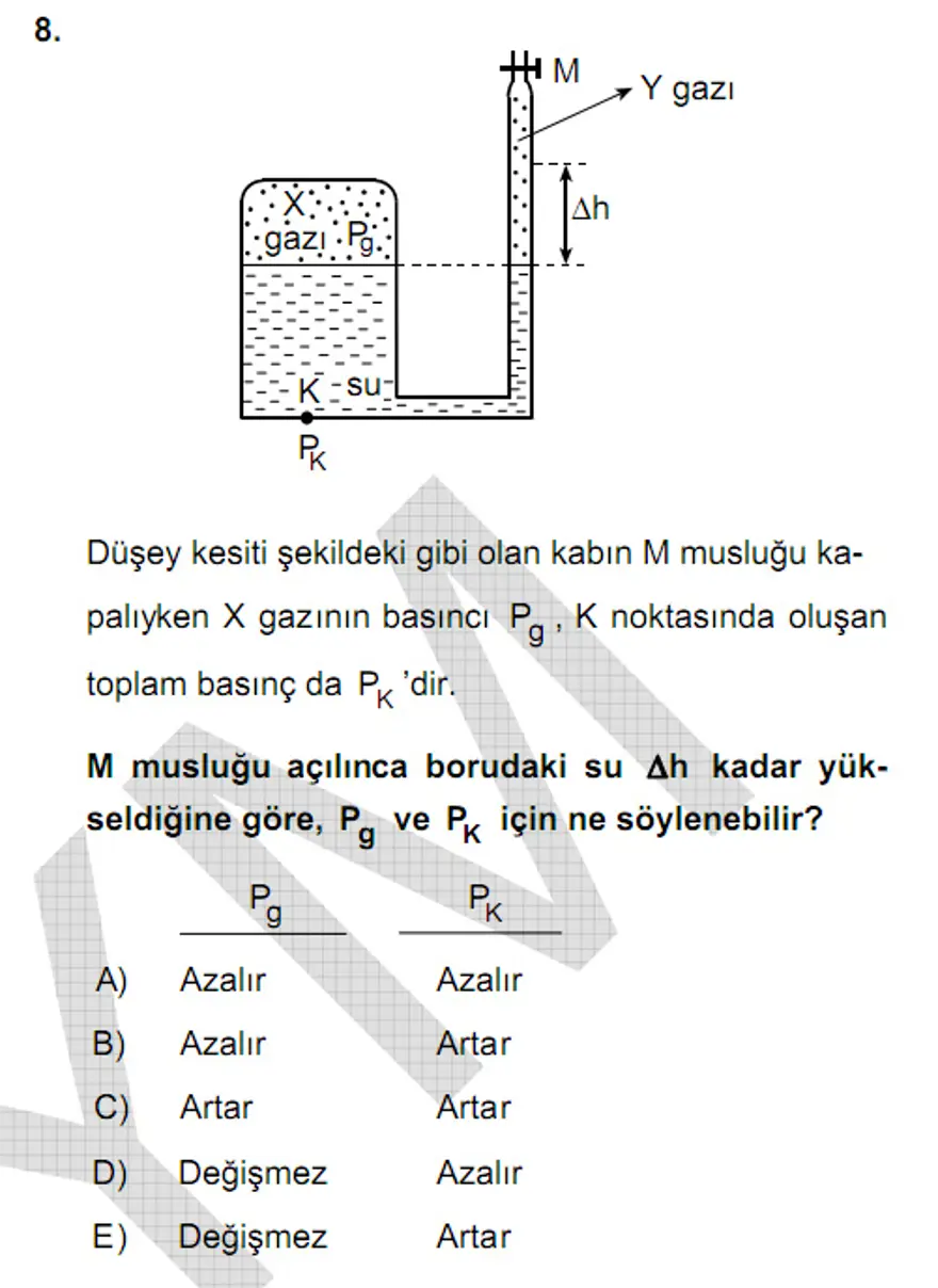 YGS Fen Bilimleri Soruları ve Yanıtları 7
