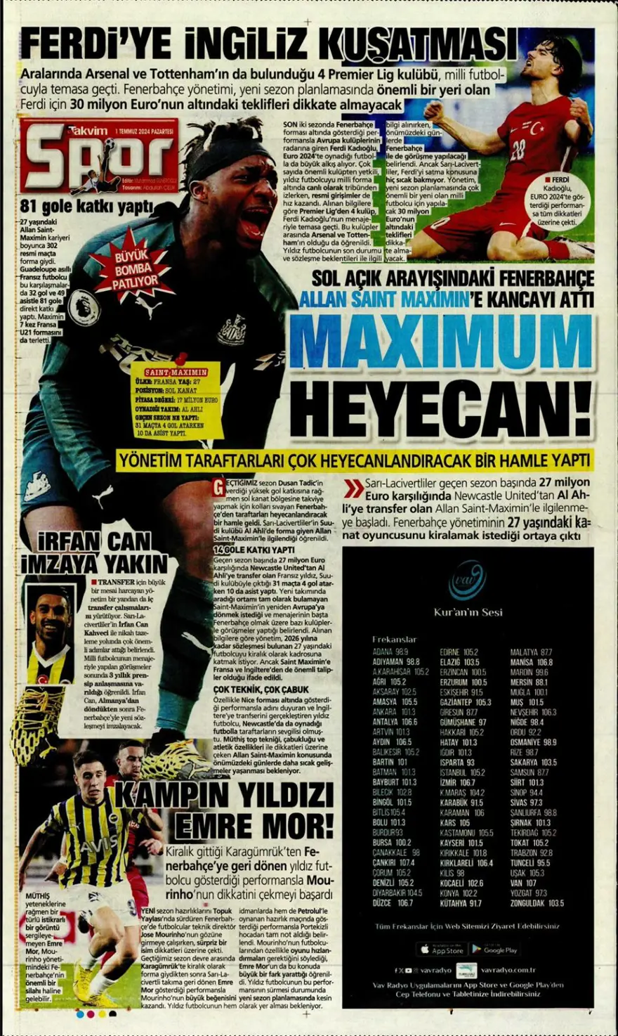 "Türkiye intikam için hevesli" (1 Temmuz 2024 spor manşetleri) 4