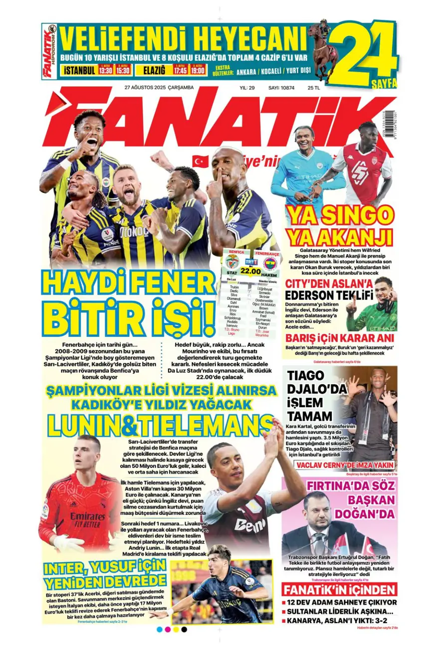 "Bitsin bu hasret" (27 Ağustos spor manşetleri) 