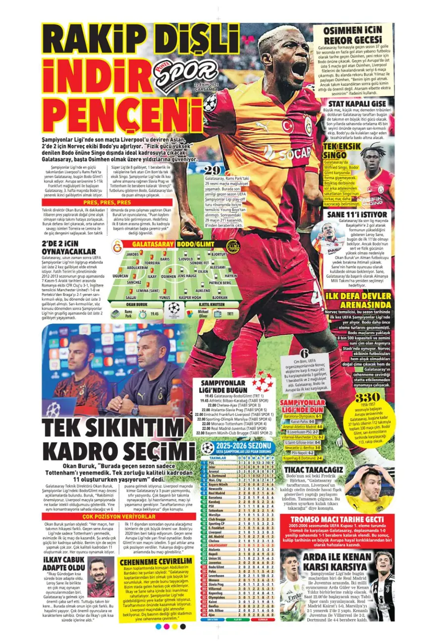 "Viking'i yen Avrupa'yı titret" (22 Ekim 2025 spor manşetleri) 15