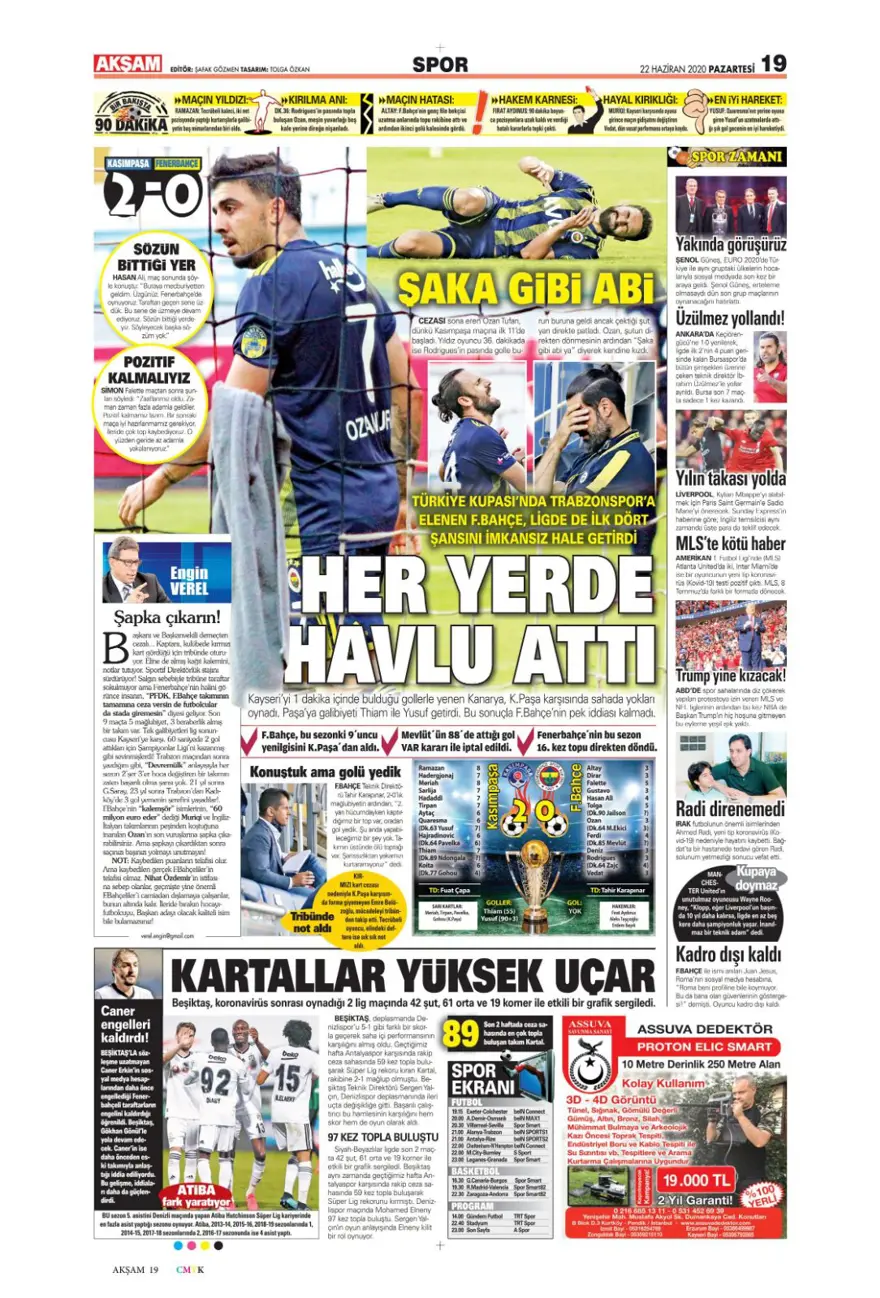 Günün spor manşetleri (22 Haziran 2020) 1