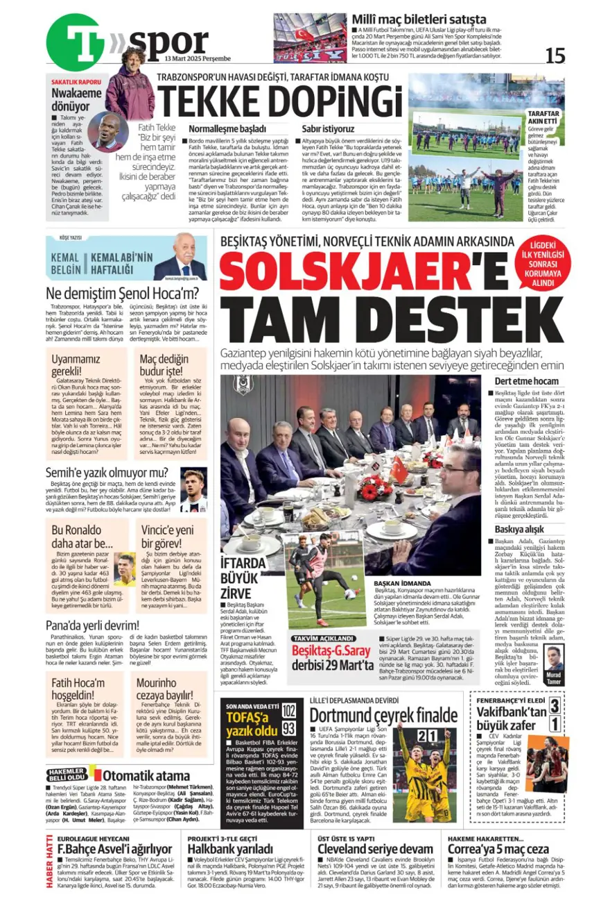 "Haydi Fener turla gel" (13 Mart 2025 spor manşetleri) 35