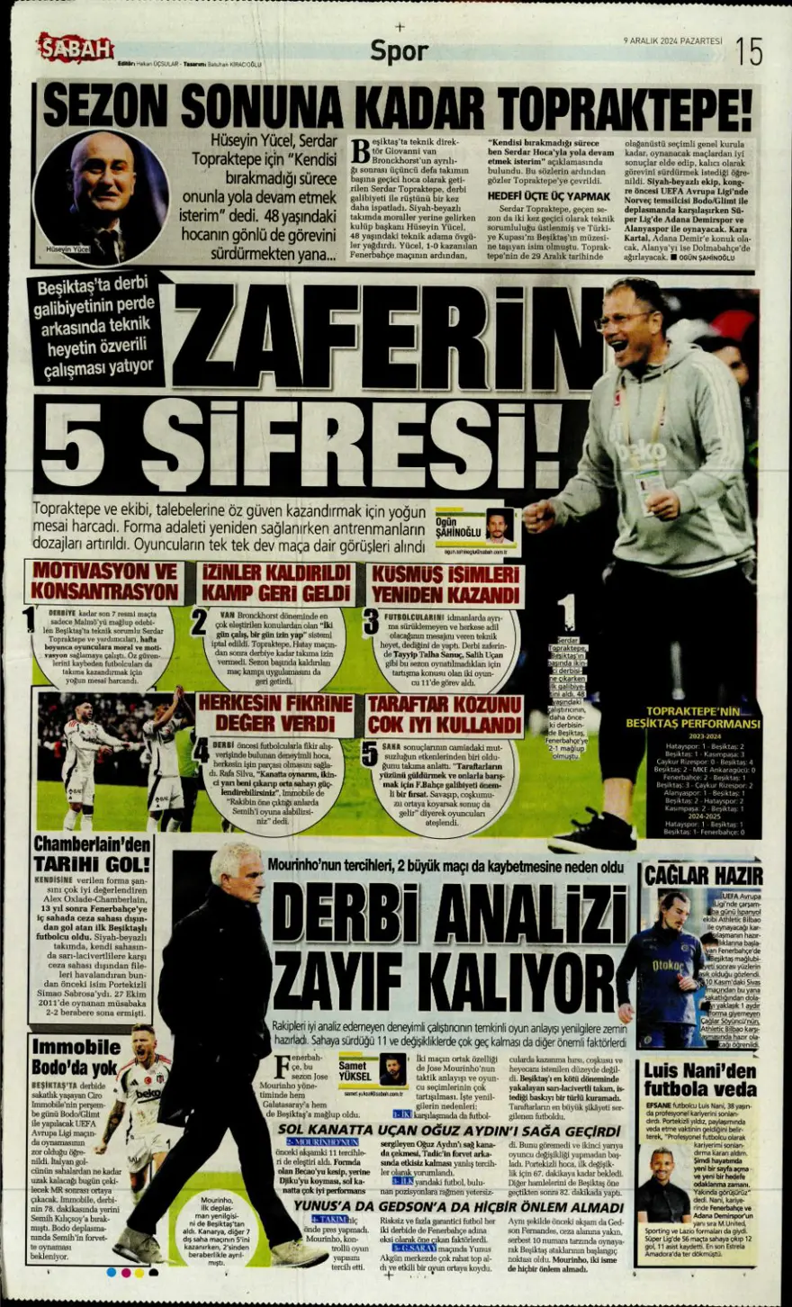 "Bayram yarım kaldı" (9 Aralık 2024 spor manşetleri) 7