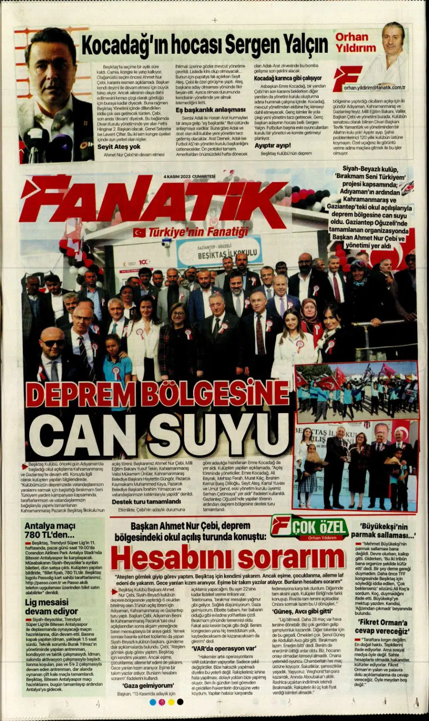 "Hesap farklı hedef aynı" (4 Kasım 2023 spor manşetleri) 15