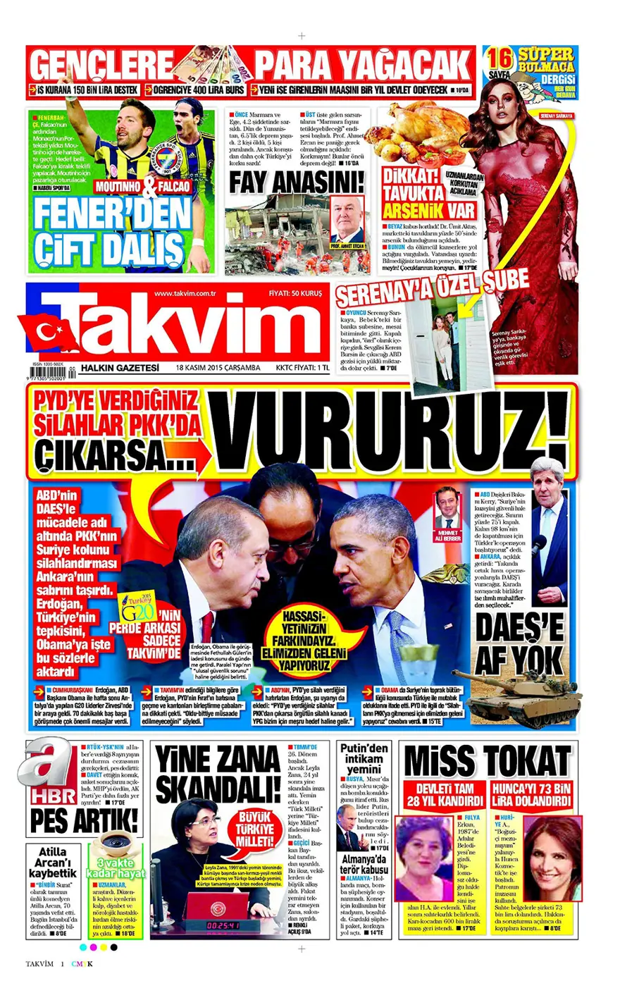 Günün gazete manşetleri - 18 Kasım 2015 7