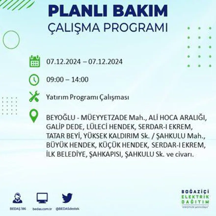 Bugüne dikkat! İstanbul'un 13 ilçesinde elektrik kesintisi: Elektrikler ne zaman gelecek? BEDAŞ programı 8