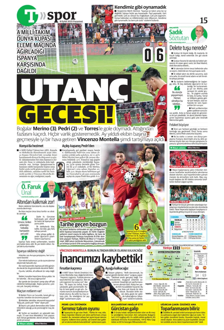 "Bozgun gecesi" (8 Eylül spor manşetleri) 21 "Bozgun gecesi" (8 Eylül spor manşetleri) 21