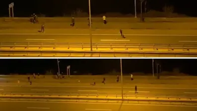 Rize'de karayolunda tehlikeli oyun