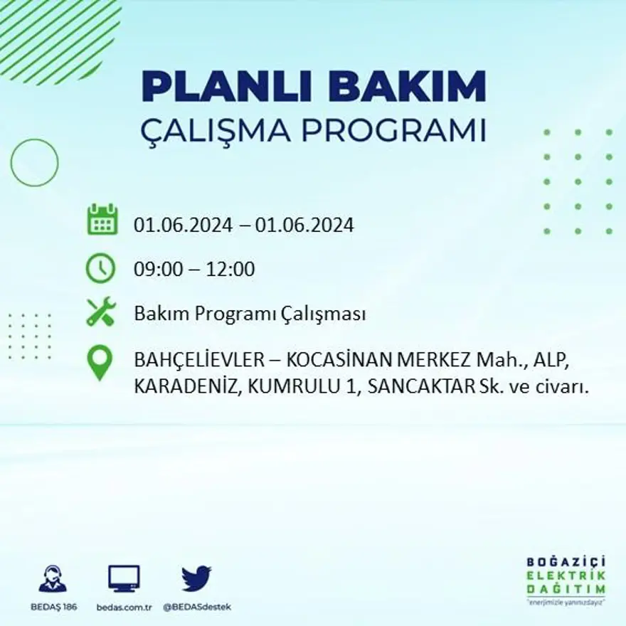İstanbul'un 18 ilçesinde elektrik kesintisi yaşanacak: Elektrikler ne zaman gelecek? (1 Haziran BEDAŞ kesinti programı) 7 İstanbul'un 18 ilçesinde elektrik kesintisi yaşanacak: Elektrikler ne zaman gelecek? (1 Haziran BEDAŞ kesinti programı) 7