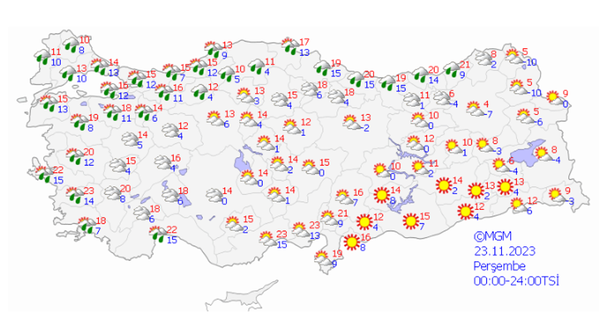 23 KASIM PERŞEMBE HAVA DURUMU 17 23 KASIM PERŞEMBE HAVA DURUMU 17