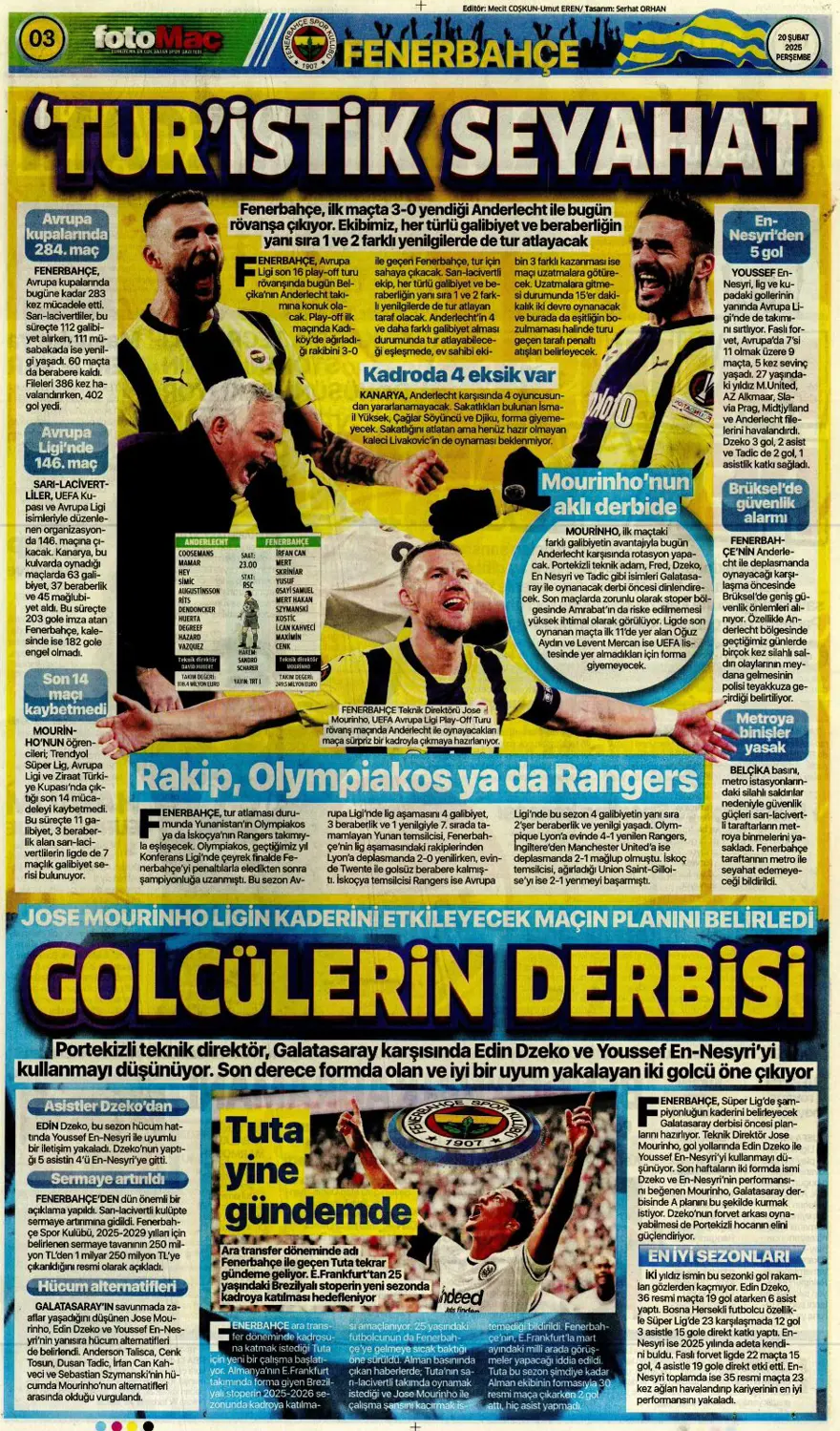 "Fenerbahçe zafer, Aslan destan peşinde" (20 Şubat spor manşetleri) 7