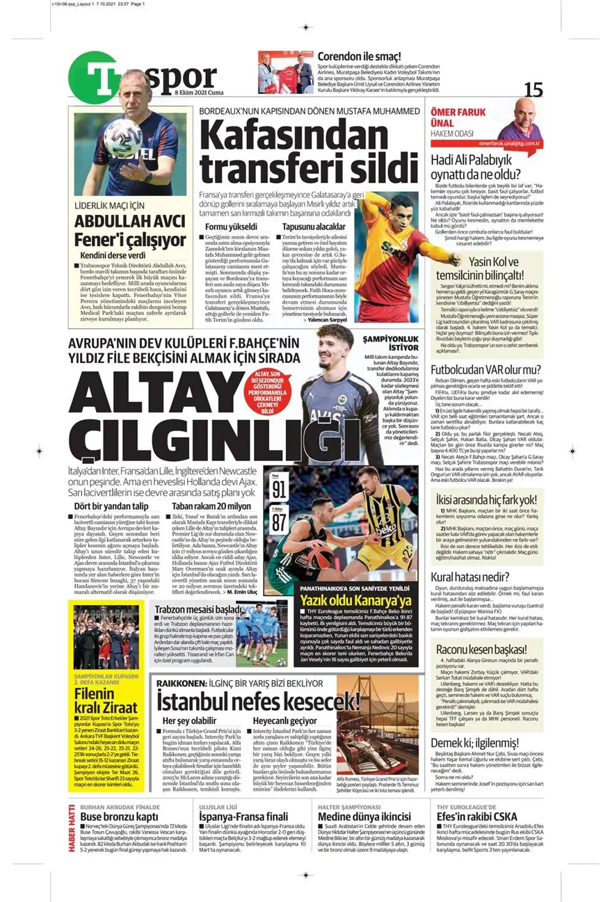 Günün spor manşetleri (8 Ekim 2021) 14