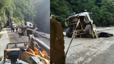 Artvin'de kamyon göçüğe düştü