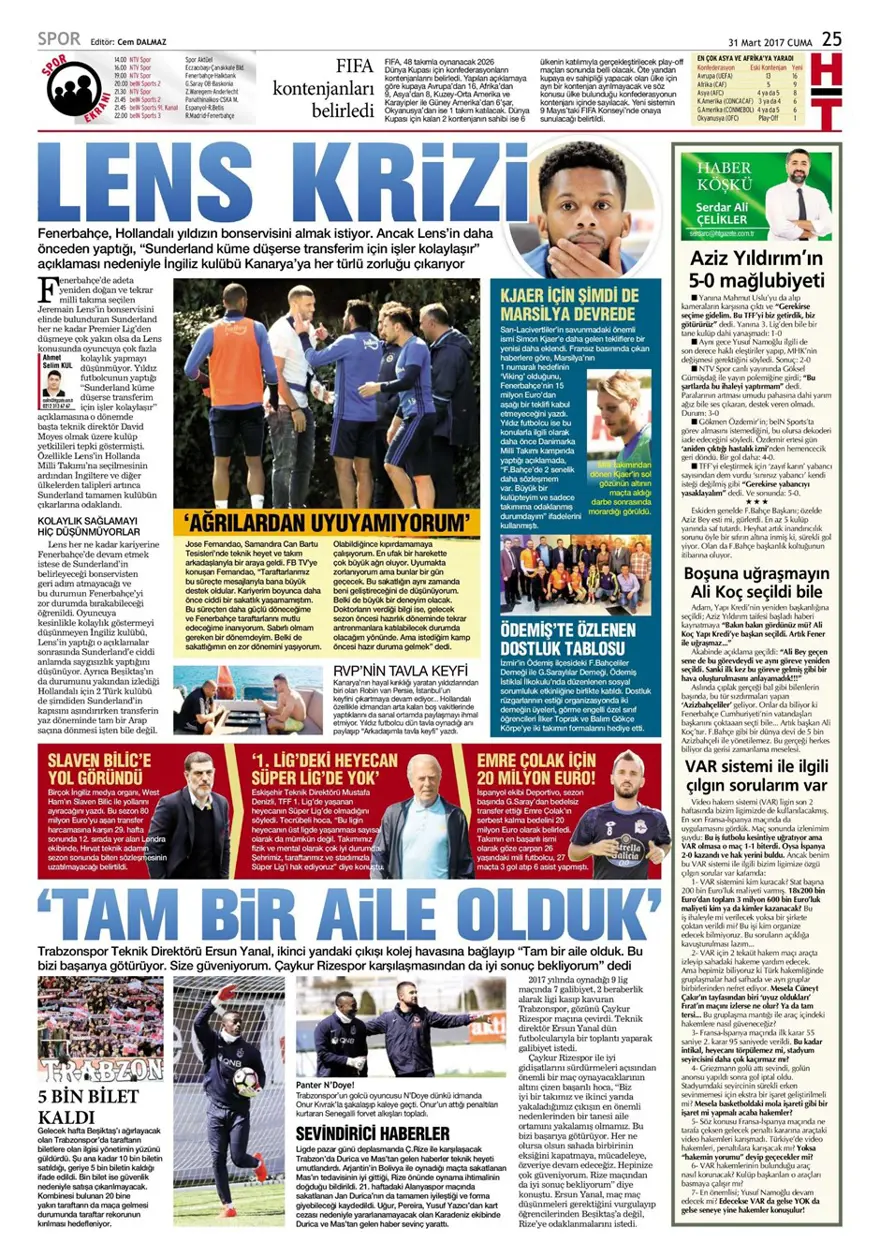 Günün spor manşetleri (31 Mart 2017) 15