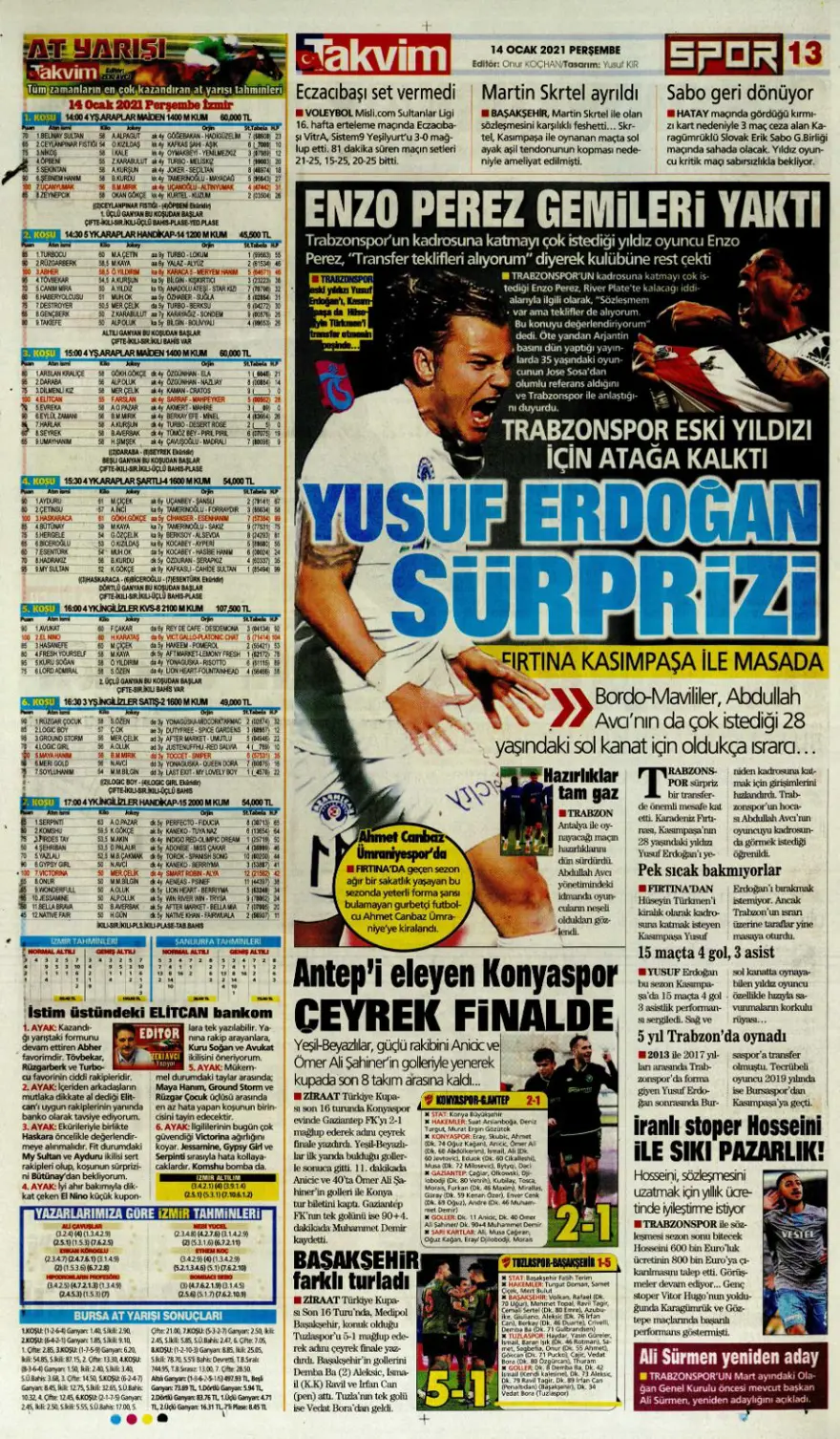 Günün spor manşetleri (14 Ocak 2021) 12