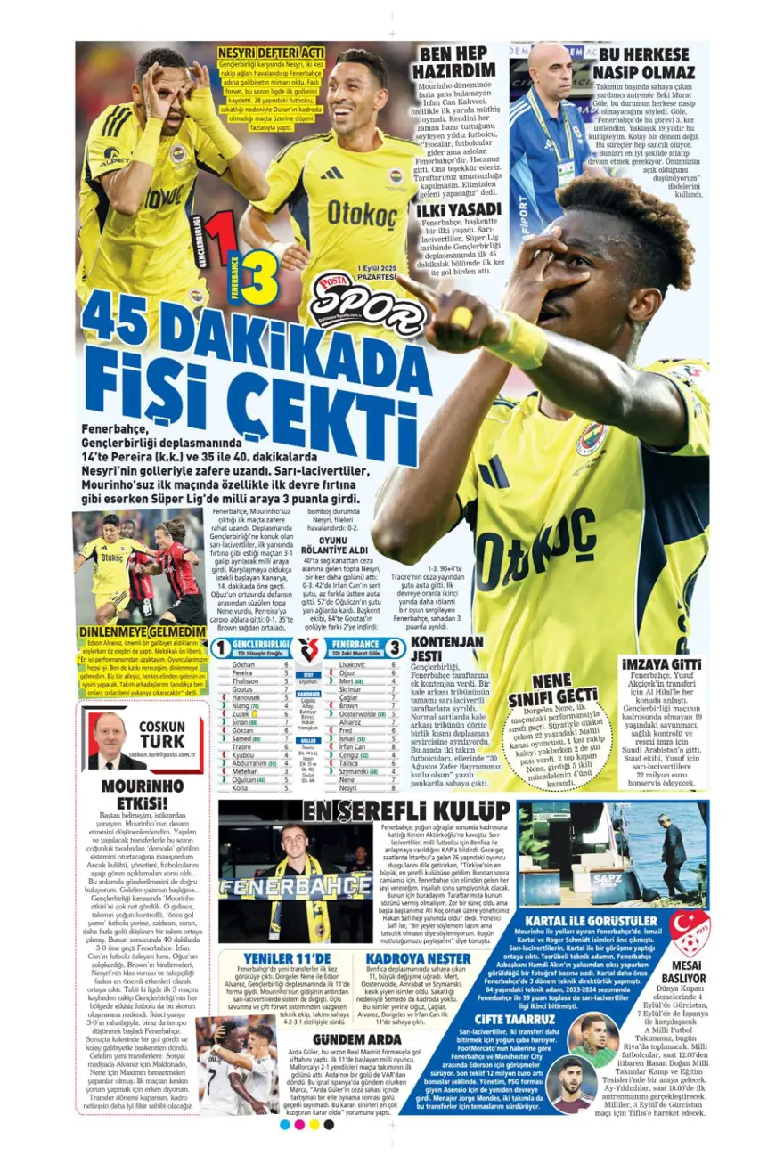 "Acıların takımı" (1 Eylül spor manşetleri) 15