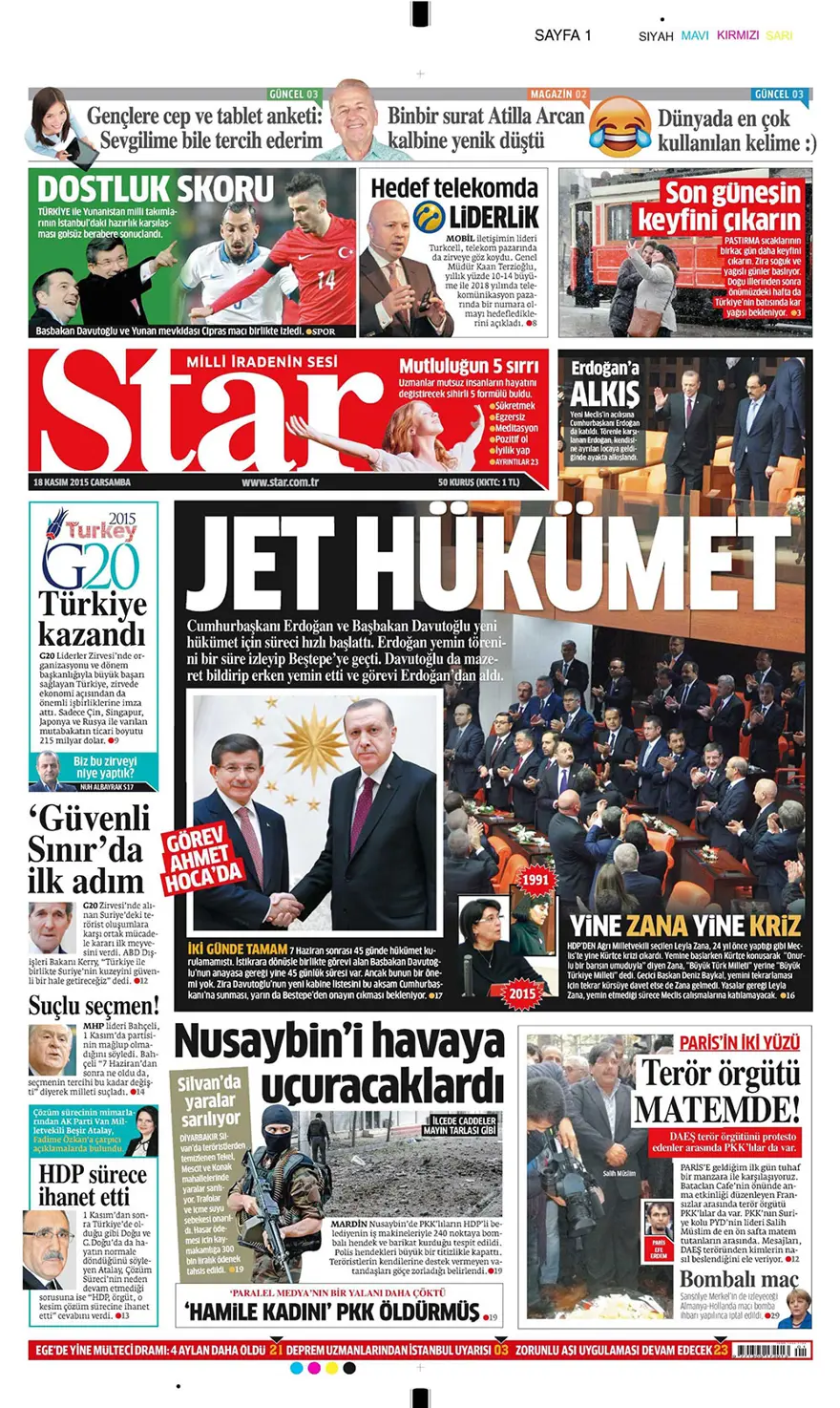 Günün gazete manşetleri - 18 Kasım 2015 8