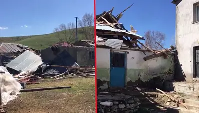 Erzurum'da hortum: Binaların çatıları uçtu