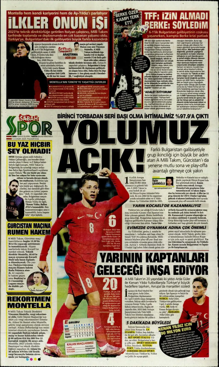 "Bayern'in dinamosu Fener'e..." (13 Ekim 2025 spor manşetleri) 14