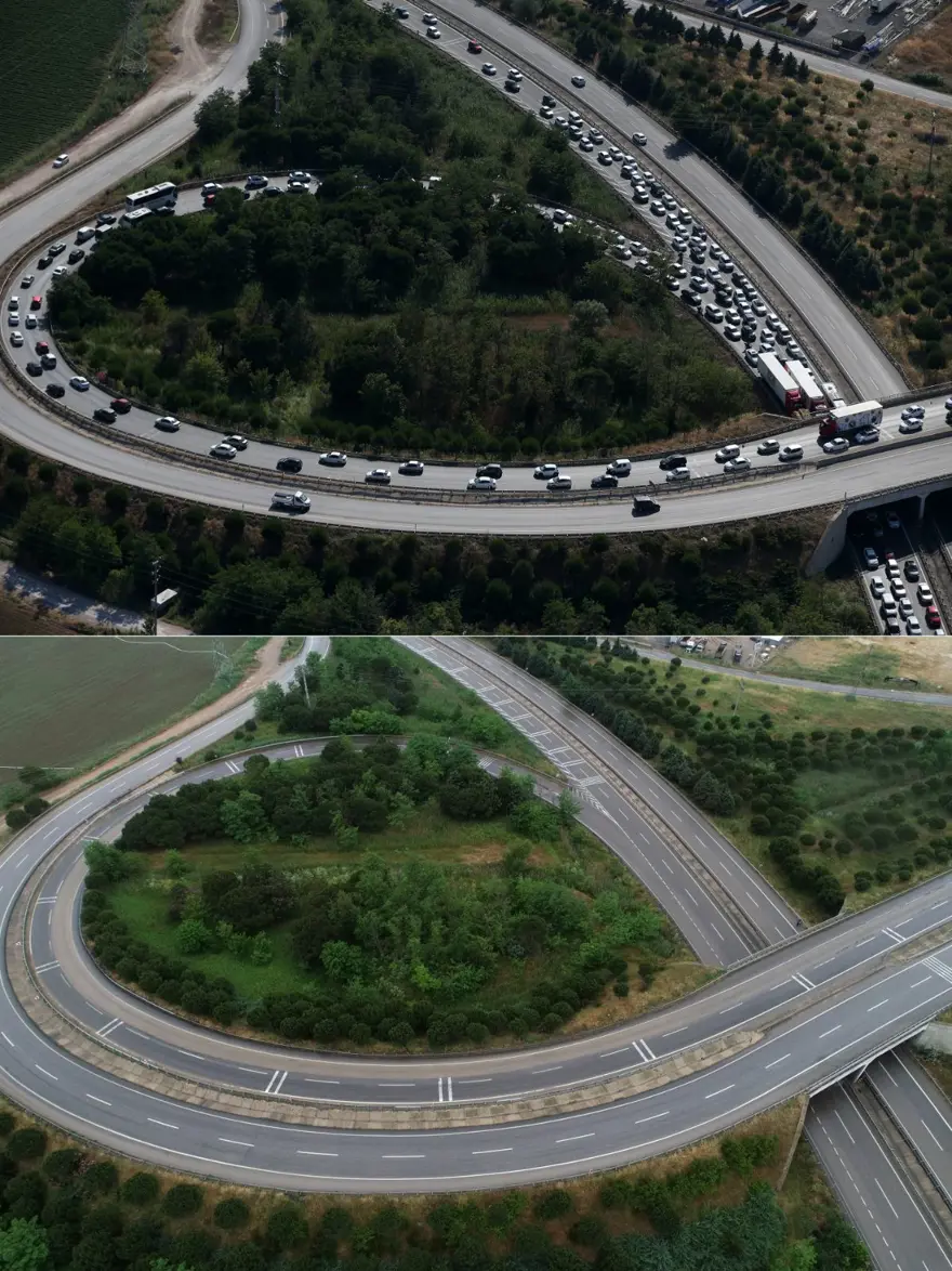 Bayram tatillerinde uzun araç kuyruklarının oluştuğu kara yolları boş kaldı 16