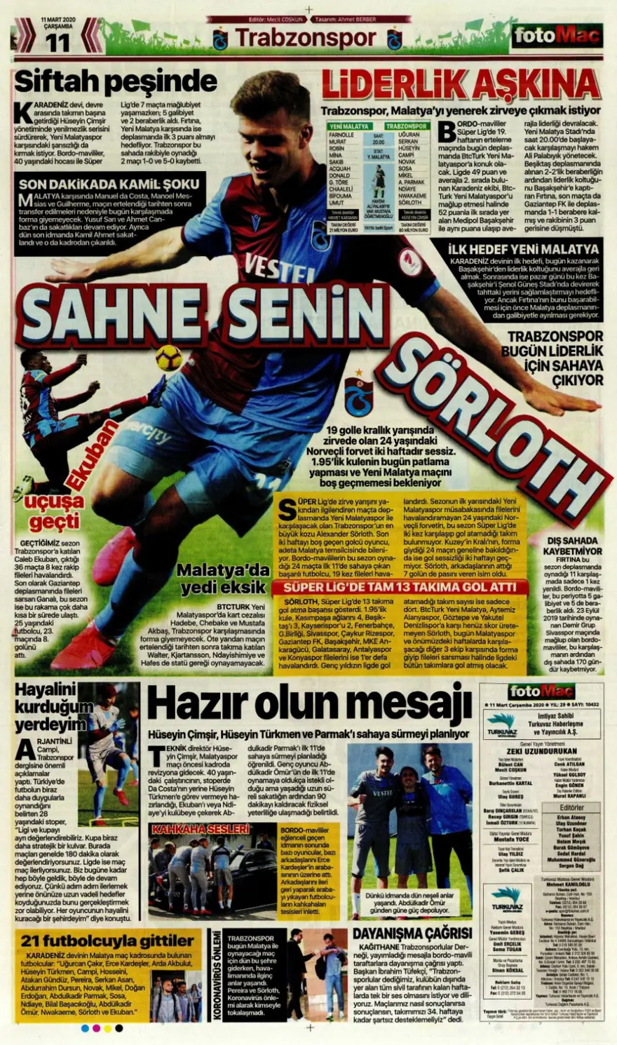 Günün spor manşetleri (11 Mart 2020) 5