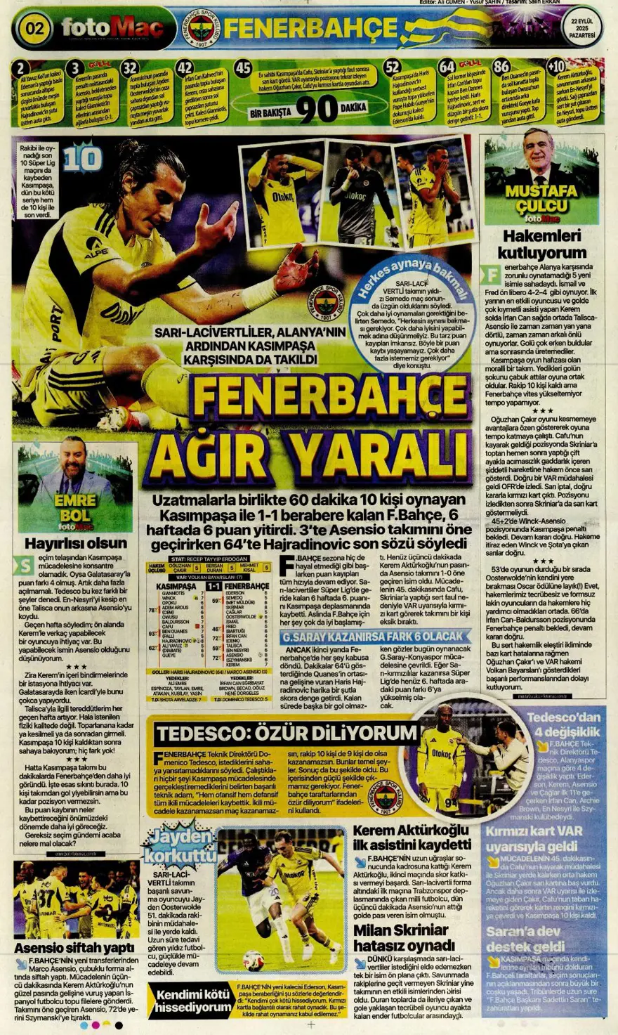 "Başkanı değişti, kaderi değişmedi" (22 Eylül spor manşetleri) 10