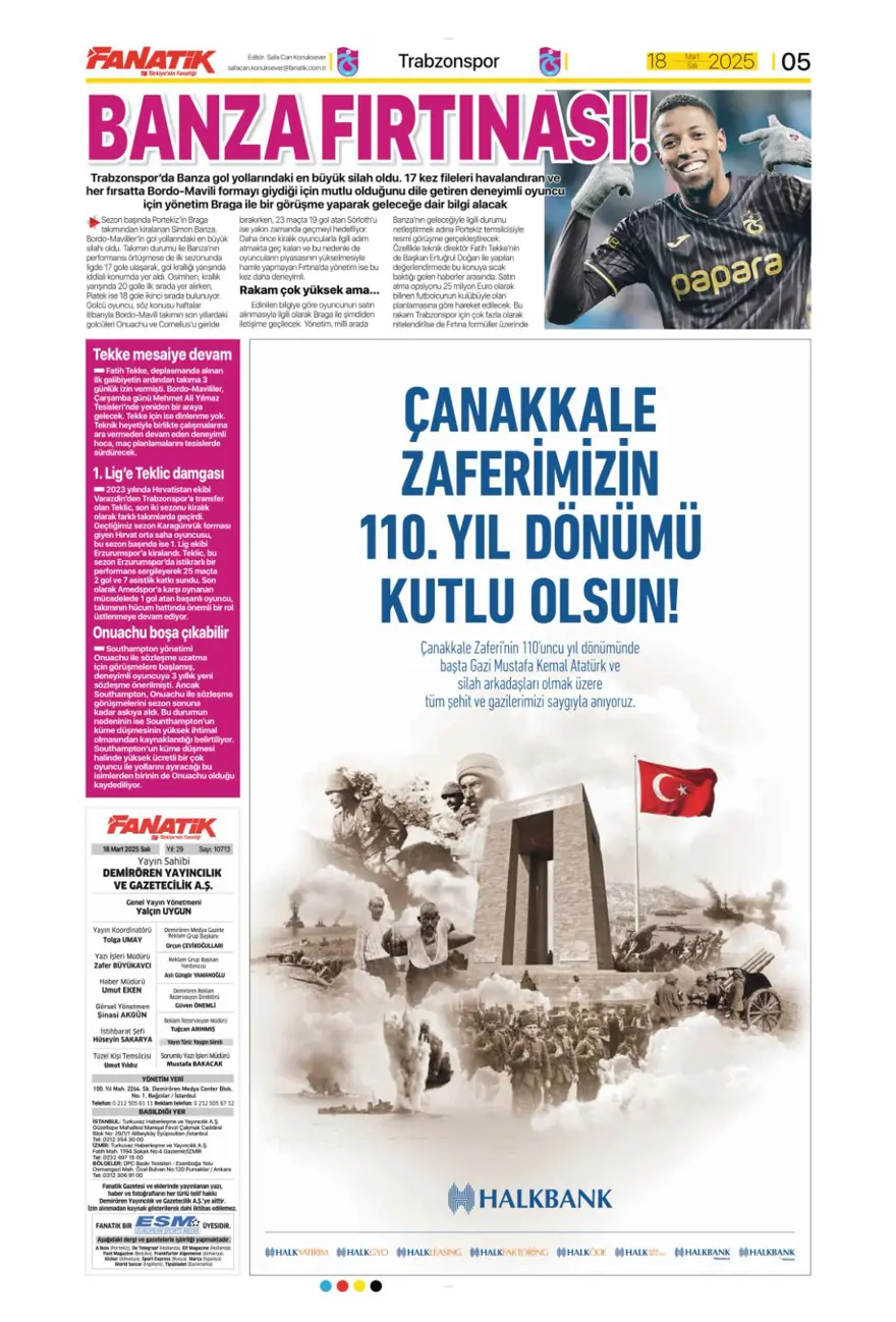 "Osimhen için iki seçenek var" (18 Mart 2025 spor manşetleri) 29