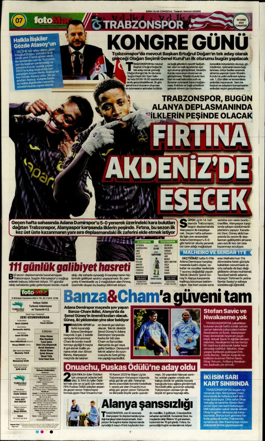 "Yeni başkan, yeni hoca" (30 Kasım 2024 spor manşetleri) 4