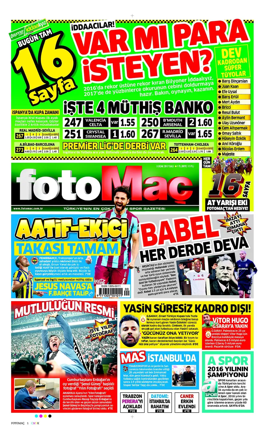 Günün gazete manşetleri - 3 Ocak 2016 20