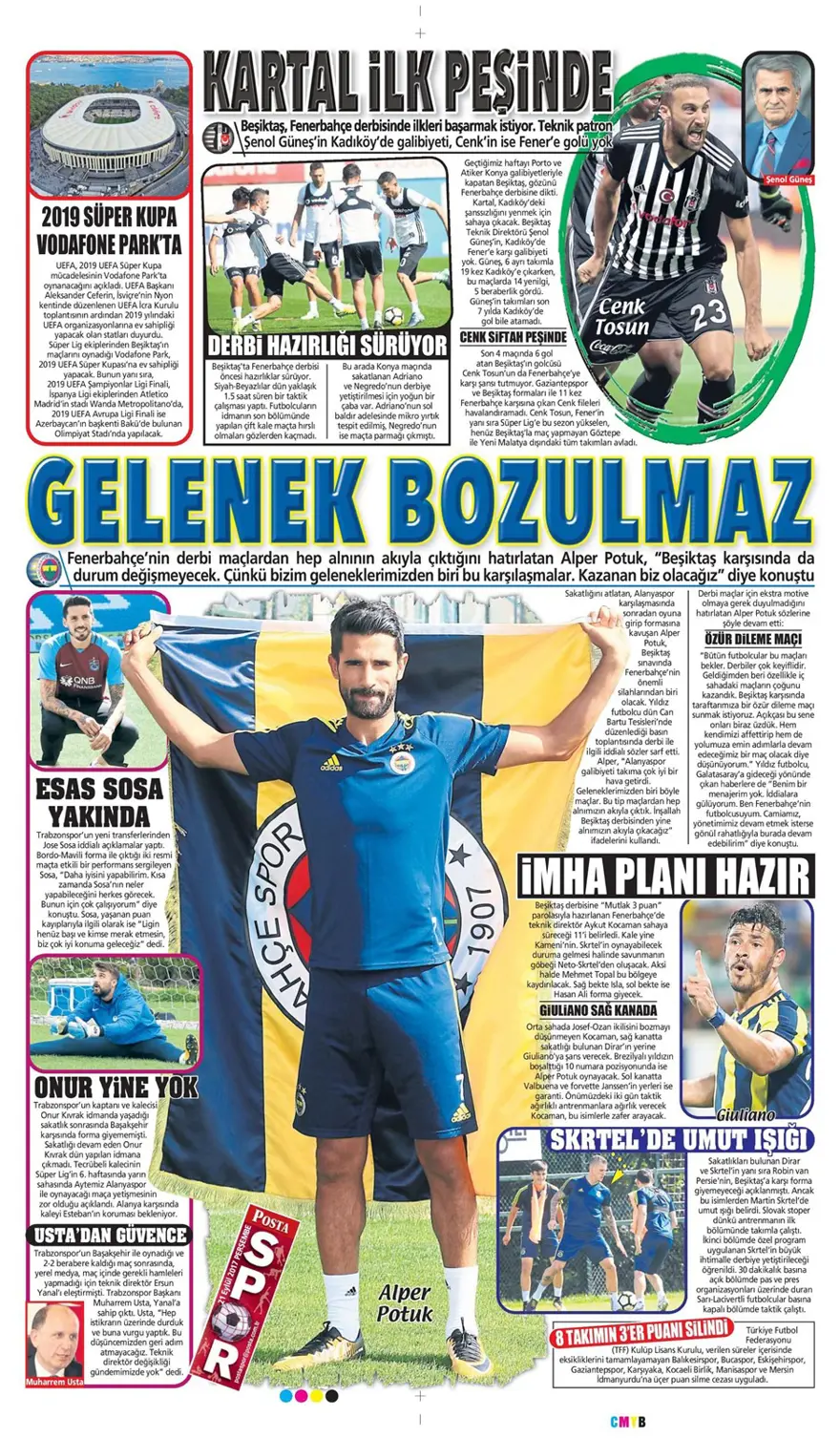Günün spor gazeteleri (21 Eylül 2017) 
