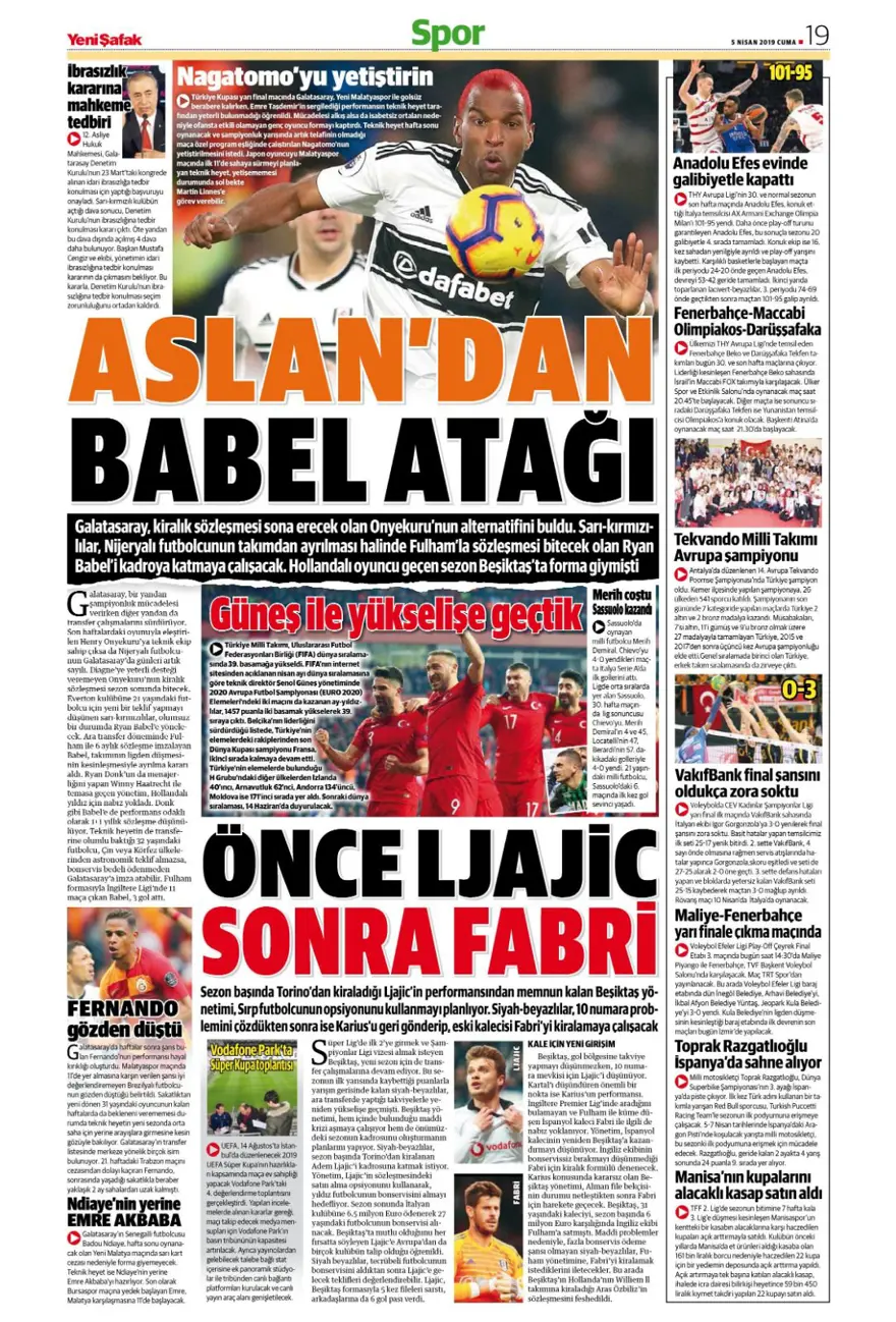 Günün spor manşetleri (5 Nisan 2019) 19