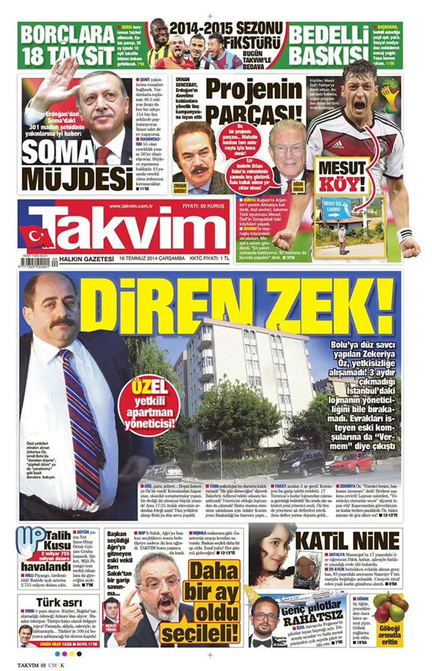 Günün gazete manşetleri - 16 Temmuz 2014 14 Günün gazete manşetleri - 16 Temmuz 2014 14