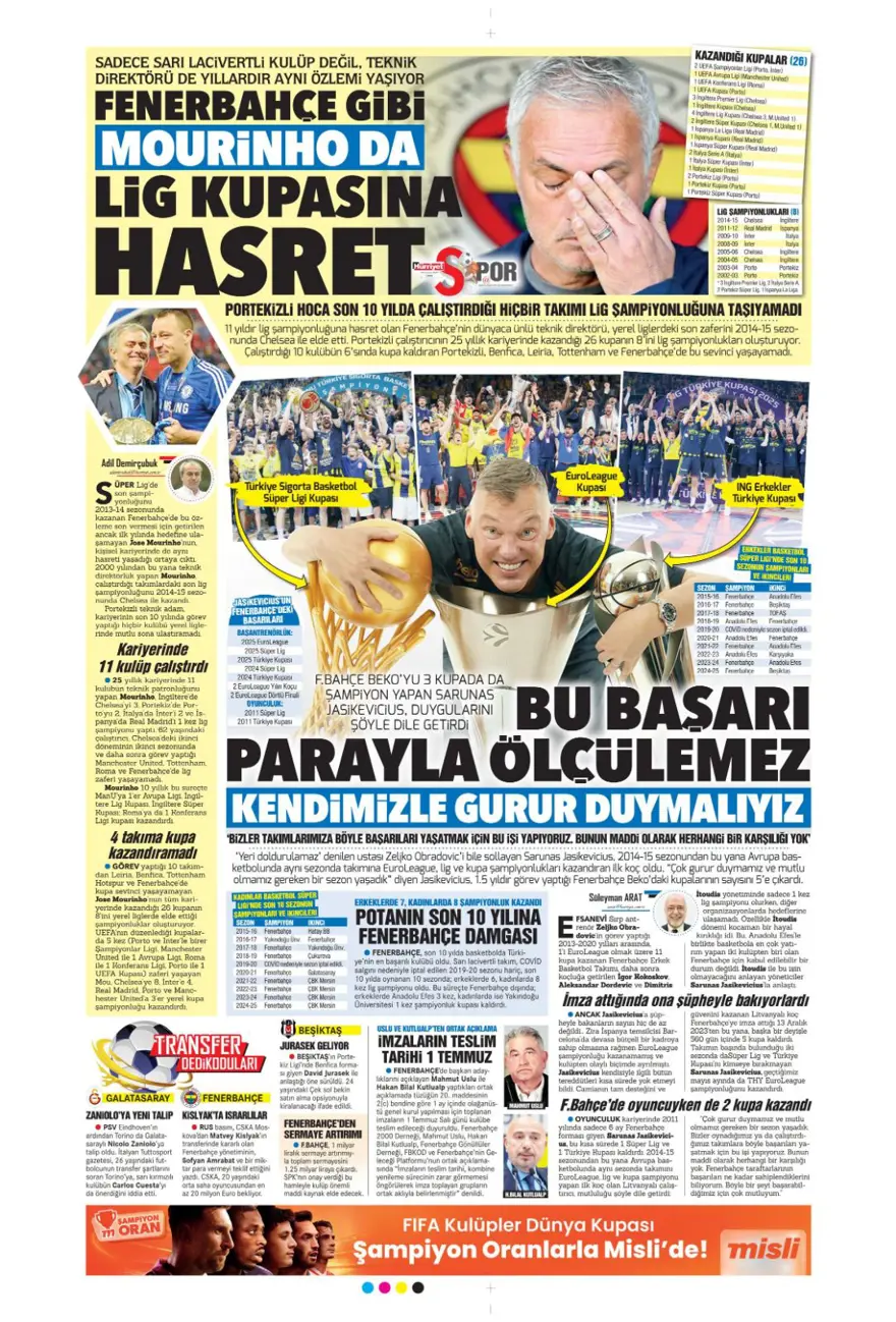 "Aslan'ın stoperi Real'den geliyor" (27 Haziran 2025 spor manşetleri) 7