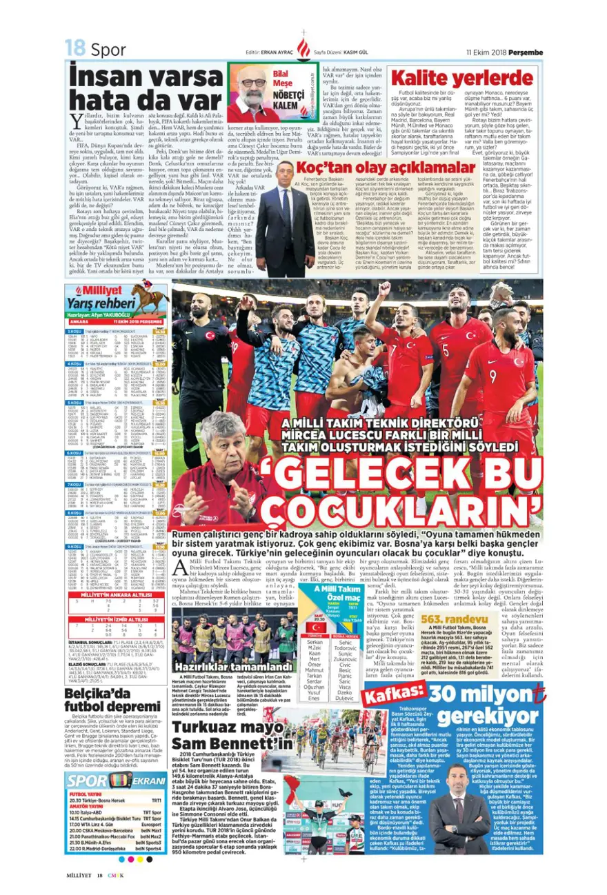 Günün spor manşetleri (11 Ekim 2018) 9