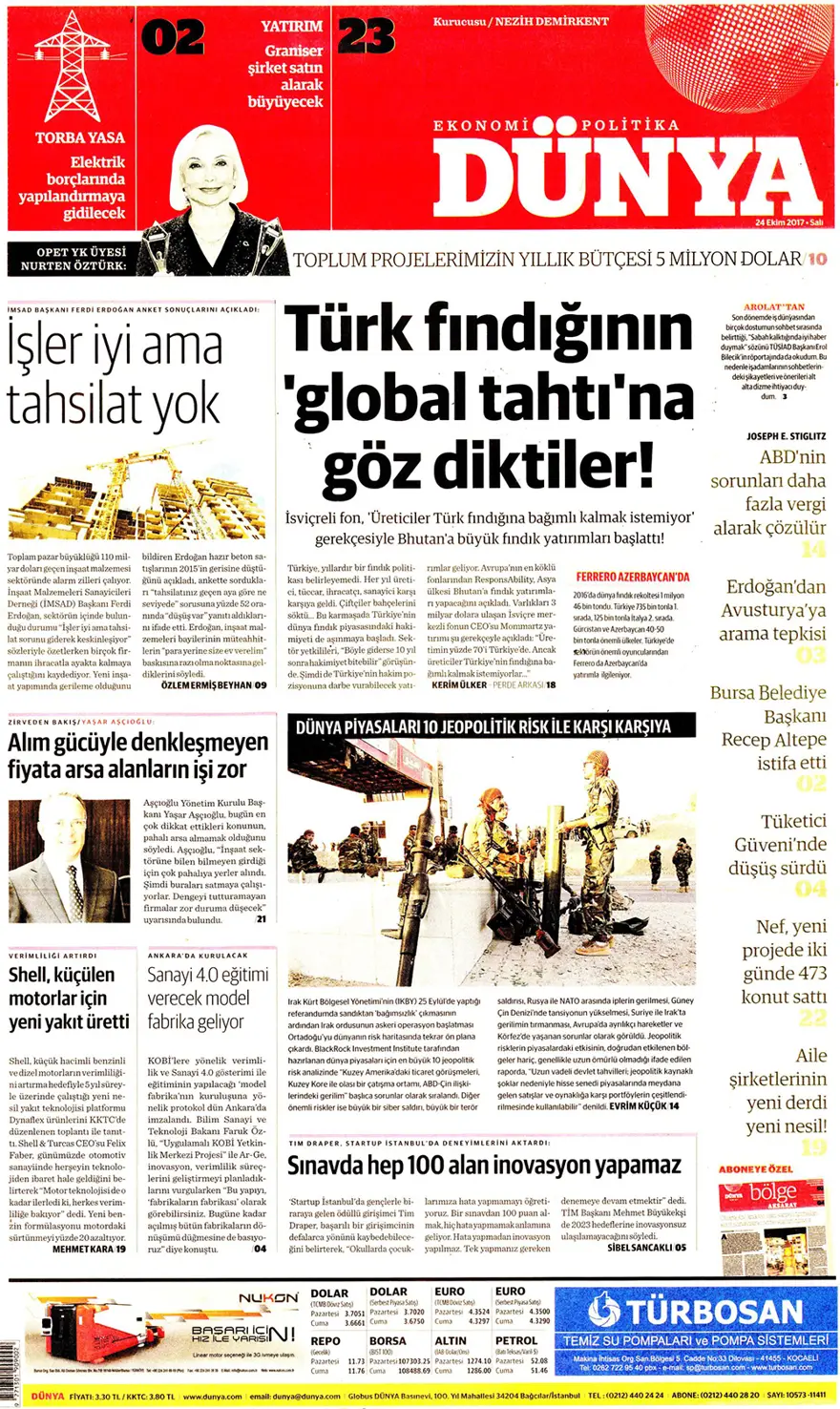 Günün gazete manşetleri - 24 Ekim 2017 10