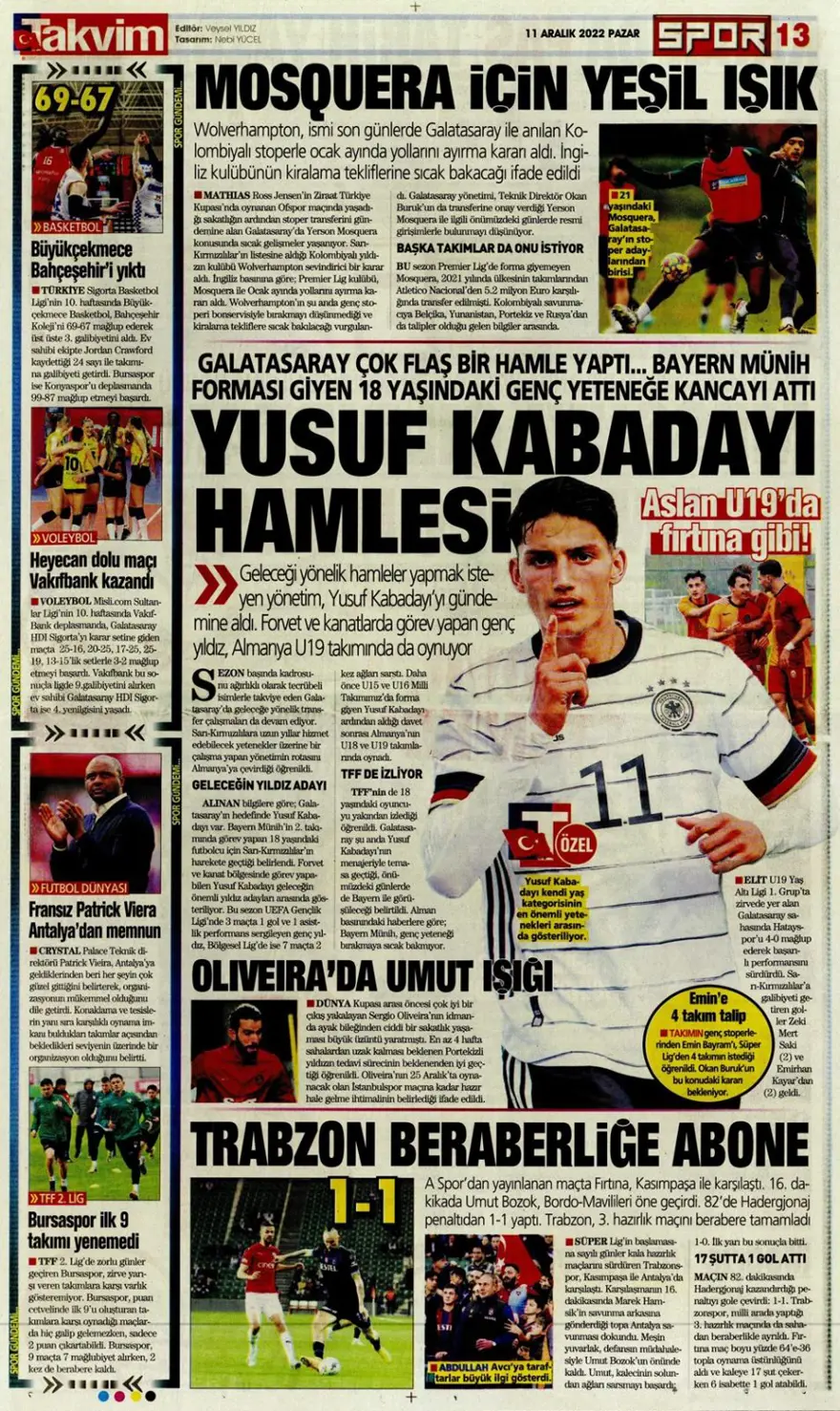 Günün spor manşetleri (11 Aralık 2022) 14