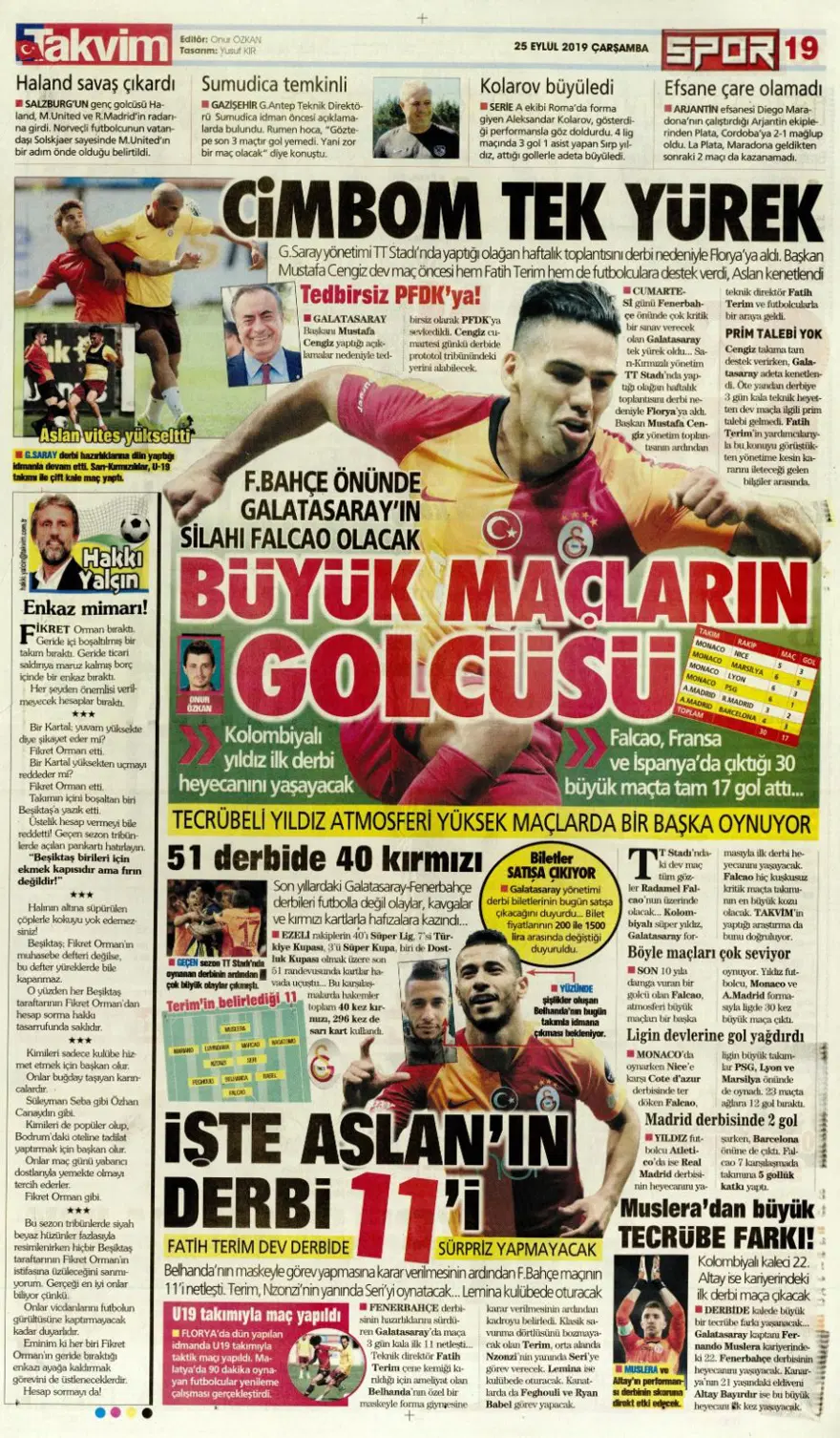 Günün spor manşetleri (25 Eylül 2019) 18