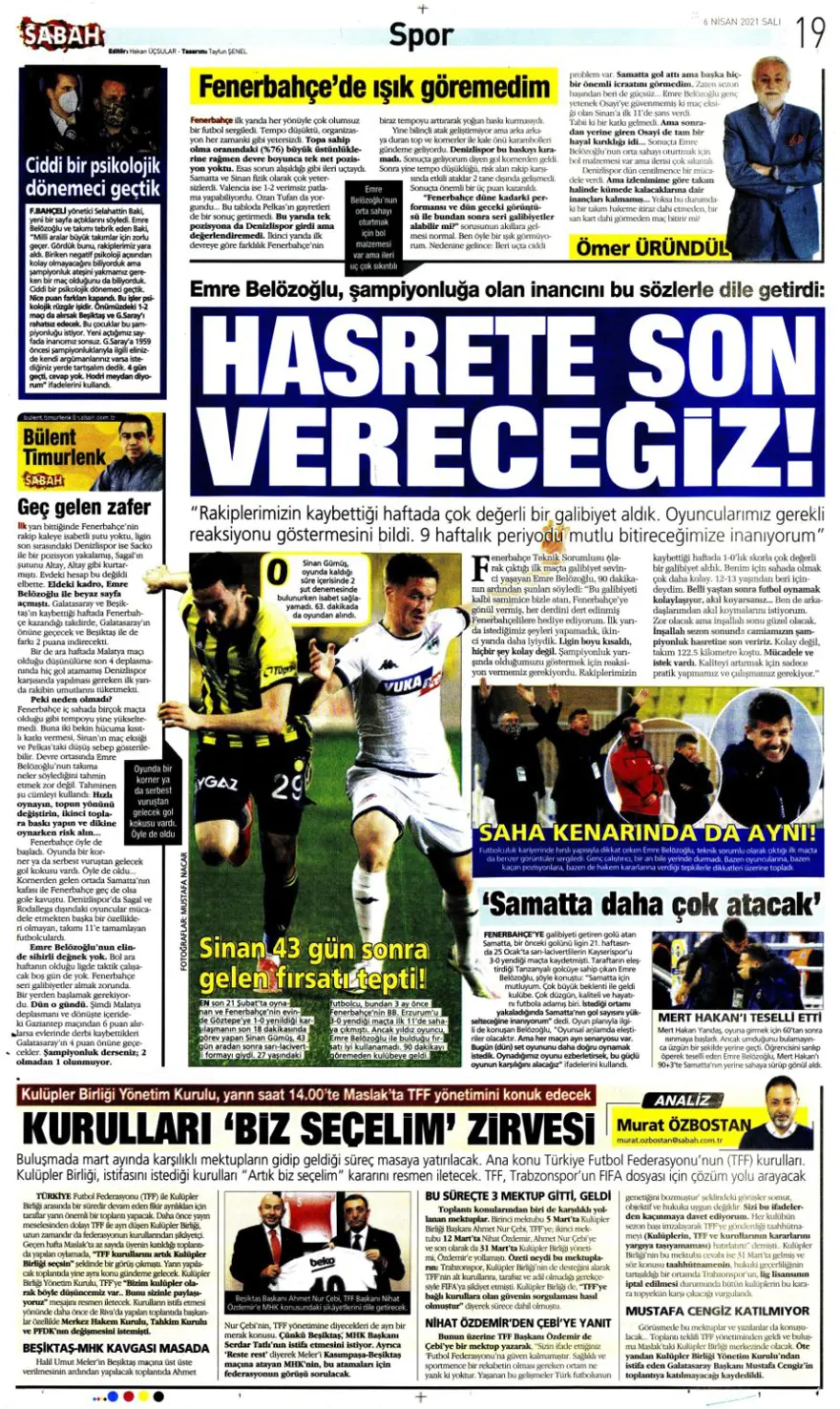 Günün spor manşetleri (6 Nisan 2021) 8