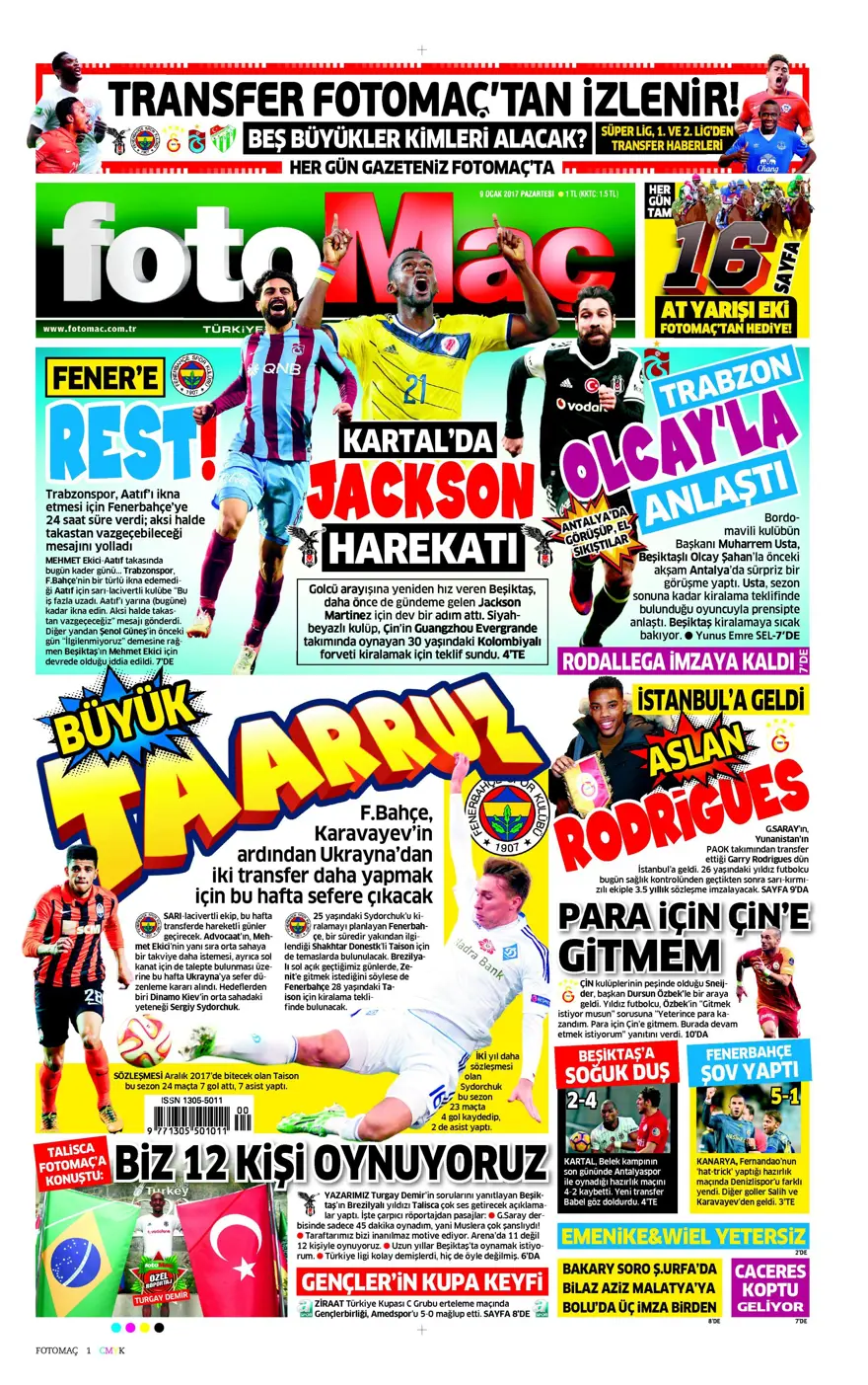 Günün spor manşetleri (09 Ocak 2017) 8