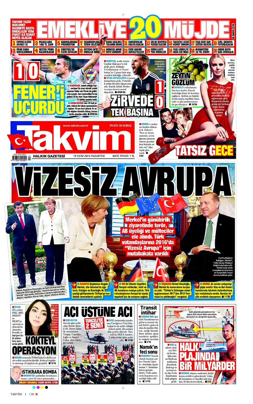 Günün gazete manşetleri - 19 Ekim 2015 6