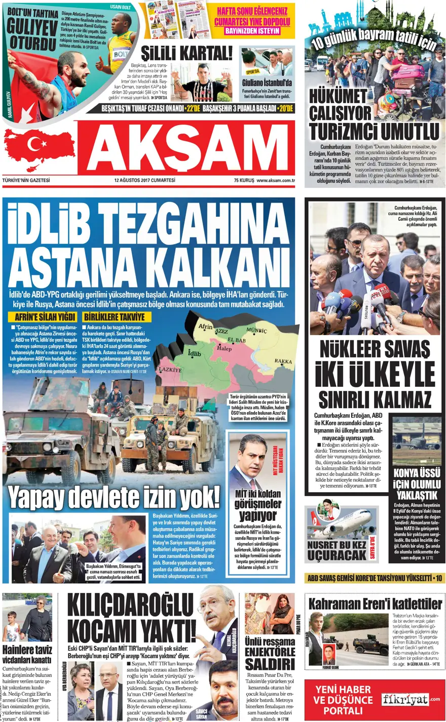 Günün gazete manşetleri - 12.08.2017 10 Günün gazete manşetleri - 12.08.2017 10