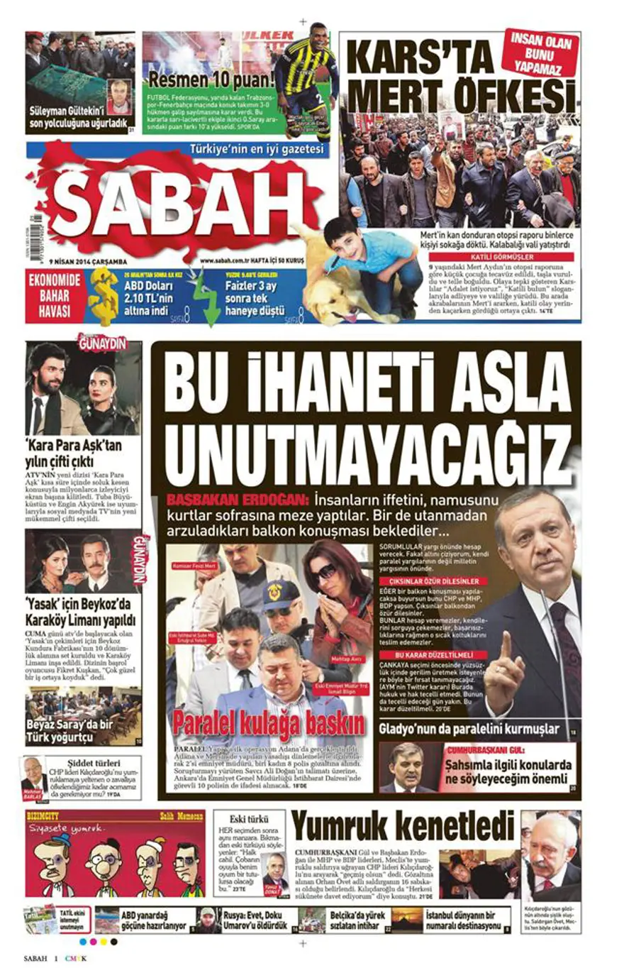 Günün gazete manşetleri - 9 Nisan 2014 21