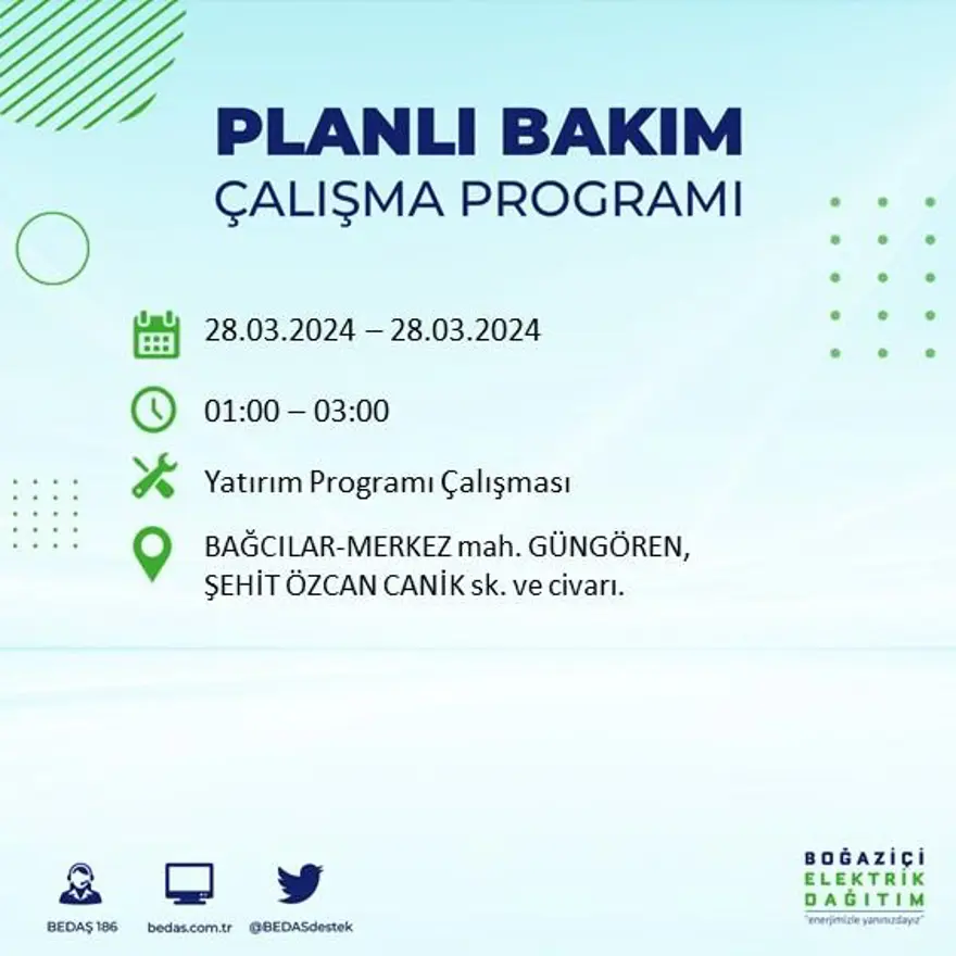 İstanbul'un 19 ilçesinde elektrik kesintisi: Elektrikler ne zaman gelecek? (28 Mart tarihli BEDAŞ kesinti programı) 6