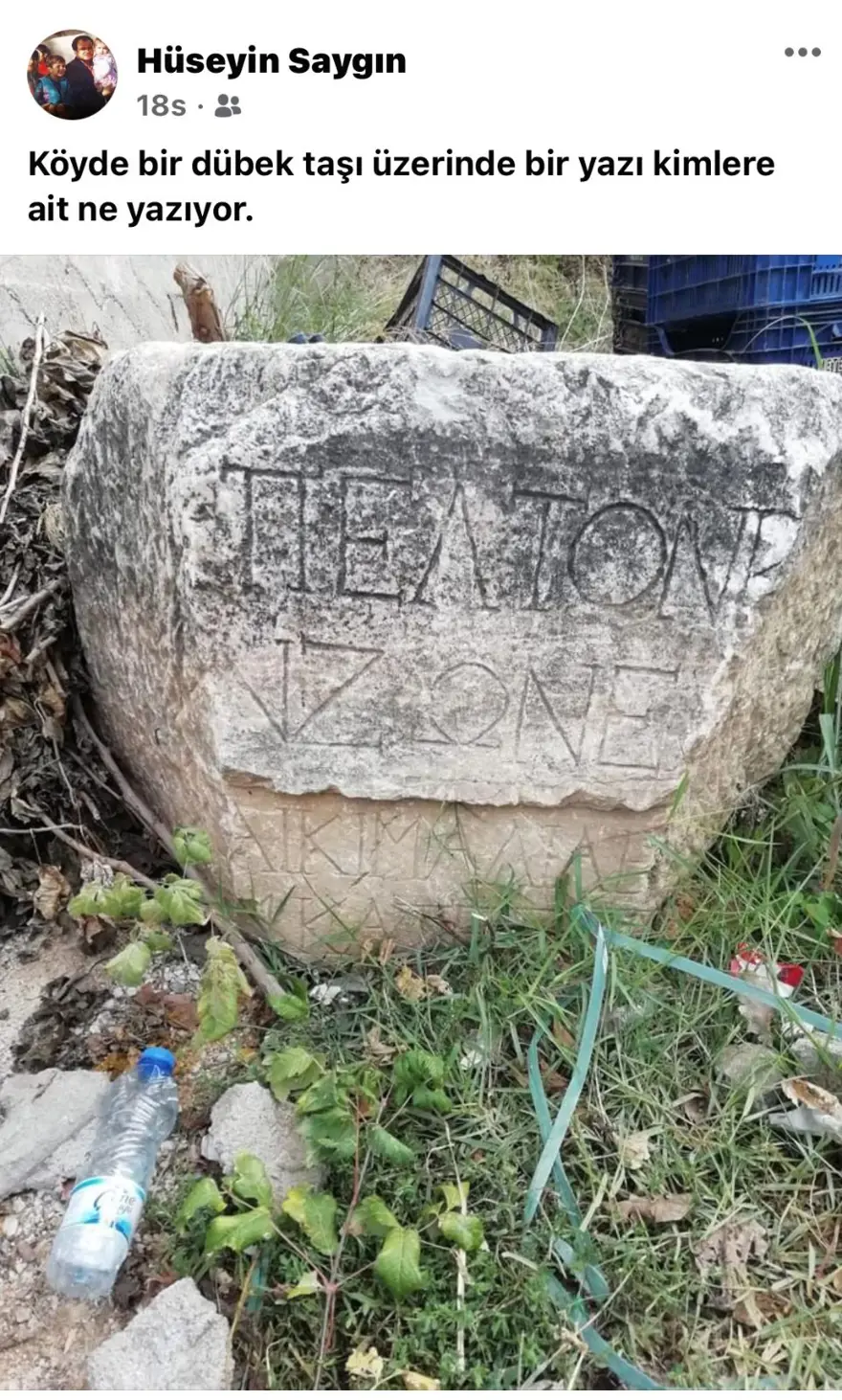 Yıllardır mahalle meydanında duran Roma dönemine ait olduğu düşünülen tarihi eser hakkında inceleme 
