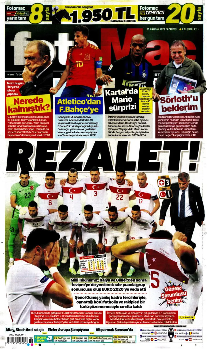Günün spor manşetleri (21 Haziran 2021) 2