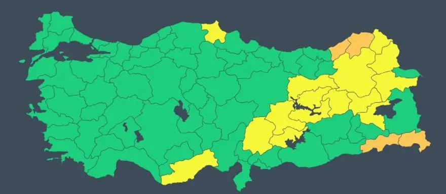 19 İL İÇİN SARI VE TURUNCU KODLU UYARI 4 19 İL İÇİN SARI VE TURUNCU KODLU UYARI 4