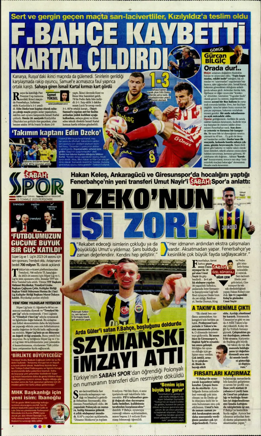 Günün spor manşetleri (13 Temmuz 2023) 7