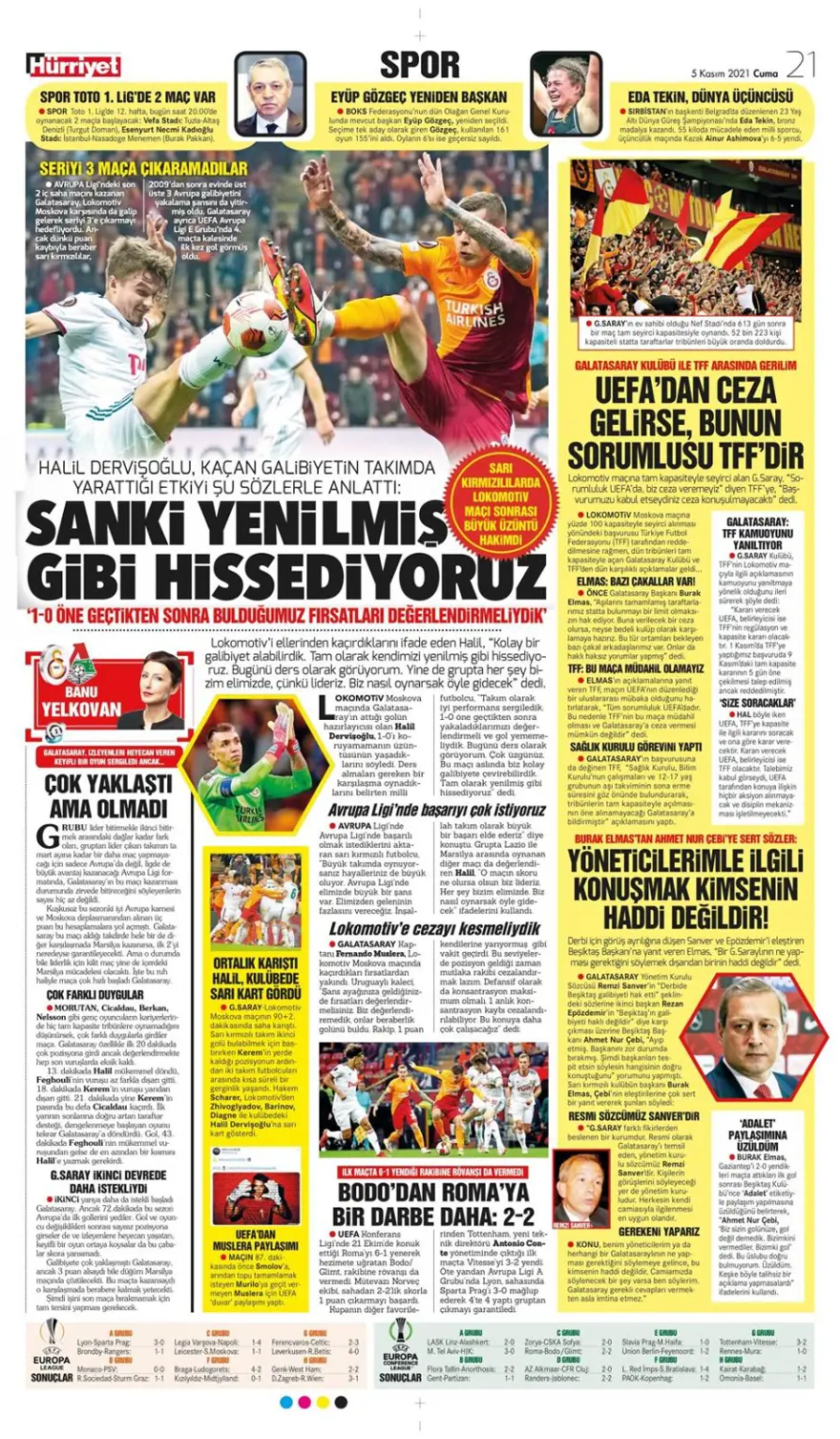 Günün spor manşetleri (5 Kasım 2021) 21