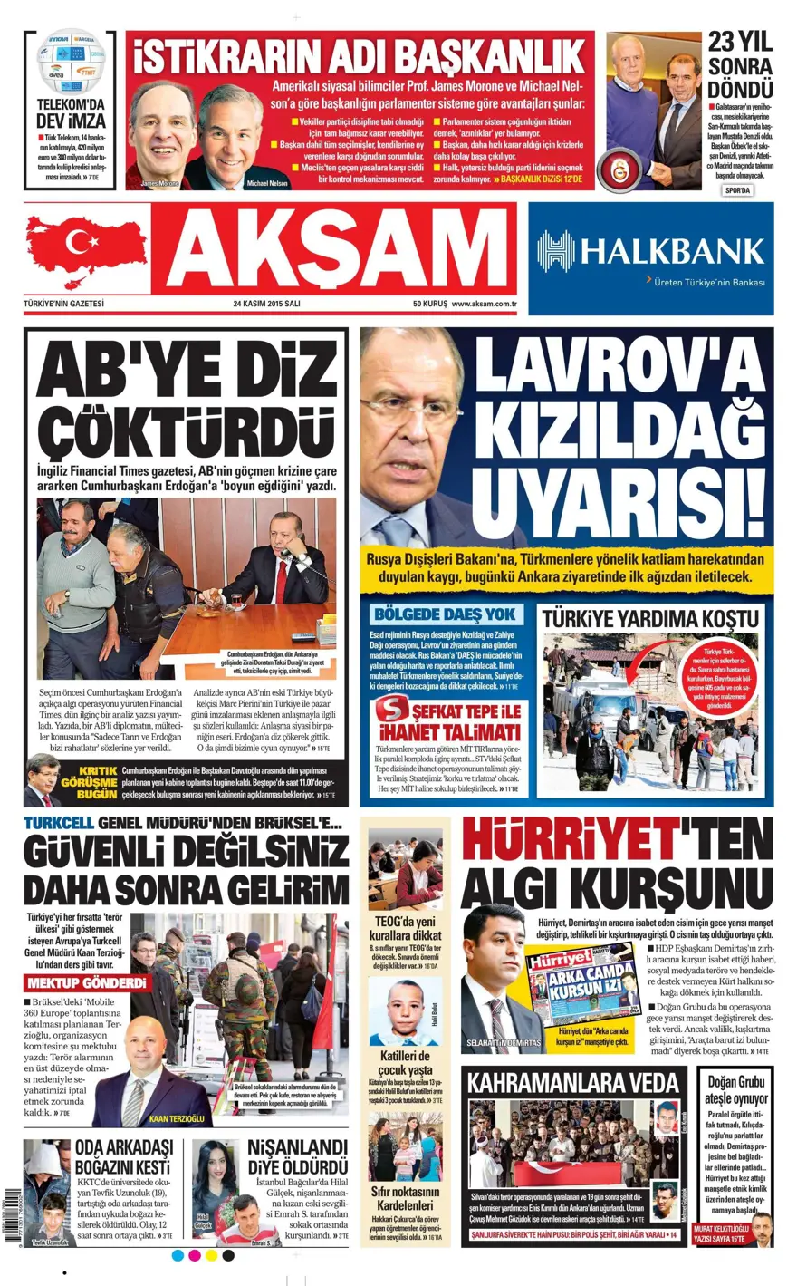 Günün gazete manşetleri - 24 Kasım 2015 6